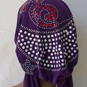 PURPLE Pre-Tied Stud Chemo Cap Slip On Bonnet Hijab Undercap #3
